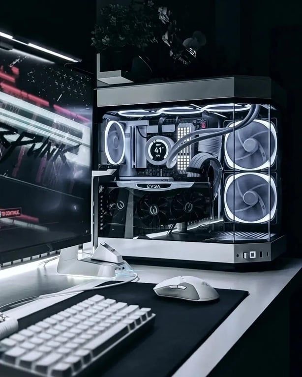 Great white performance pc setup, nice aesthetics